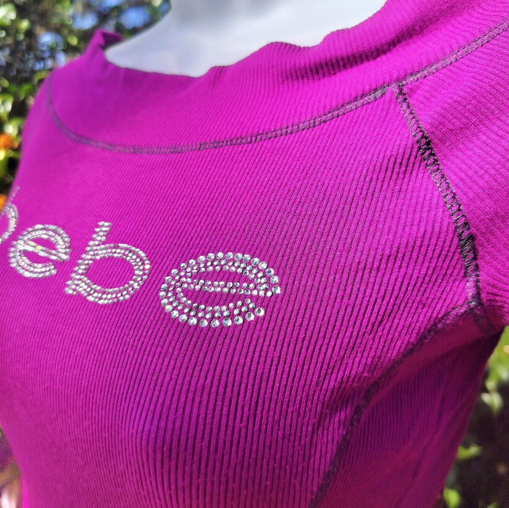 Bebe Fuchsia Long-Sleeve Logo Top - Picture 9 of 11